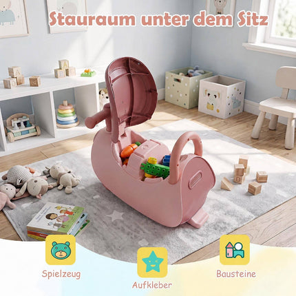 Bērnu braucamā stumjamā automašīna ar mūziku un bagāžas nodalījumu – rozā