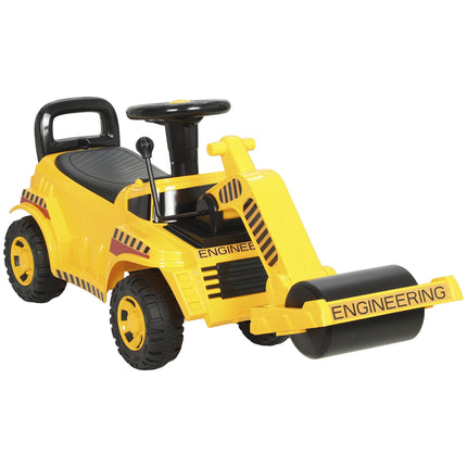 Kids Ride-On Road Roller with Liftable Front Roller, Horn, Under-Seat Storage