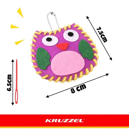 Kids Sewing Kit with 12 Animal Keychain Designs, Plastic Needles, Gift