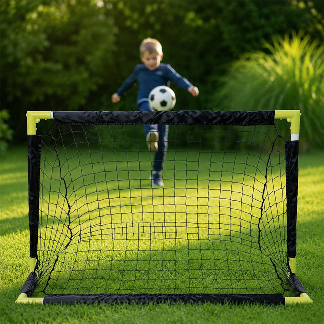 Bērnu futbola vārtu komplekts ar bumbu un somu, savienojami kopā