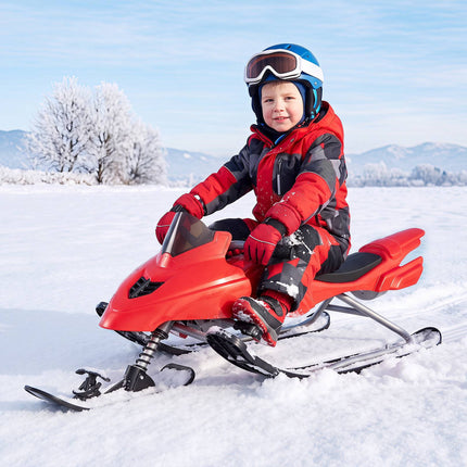 Bērnu sniega sacīkšu ragavas ar bremzēm un stūrēšanu, sarkanas