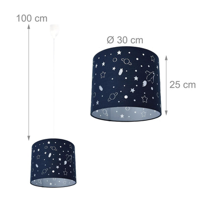 Bērnu piekaramā lampa ar kosmosa tematiku - planētas un zvaigznes