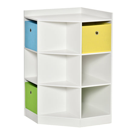 Kids Storage Shelf, 3 Fabric Drawers, MDF, White