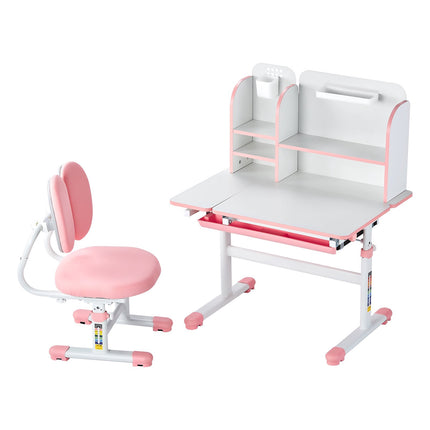 Kids Study Desk and Chair Set – Adjustable Tilt Top, Pink