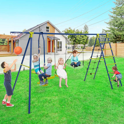 Bērnu šūpoļu komplekts 6 vienā, kāpšanas tīkls, celtspēja 550 mārciņas (250 kg)