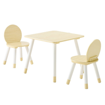 Kids Table and 2 Chairs Set, Wooden, Rounded Edges