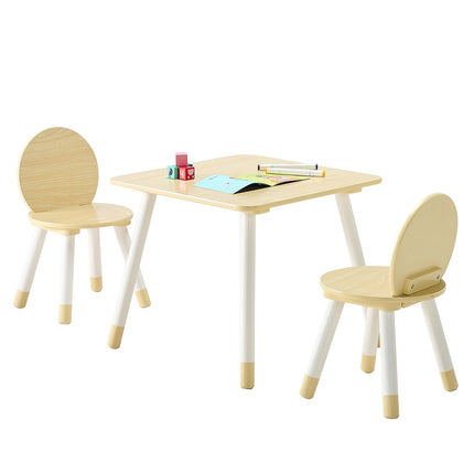 Kids Table and 2 Chairs Set, Wooden, Rounded Edges