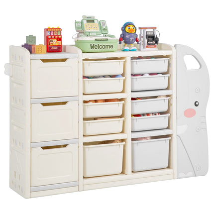 Kids Toy Storage Organizer – 4-Tier Elephant, 10 Bins