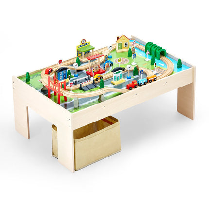 Kids Train Table Set, 84-Piece, Reversible Top, Storage Bin