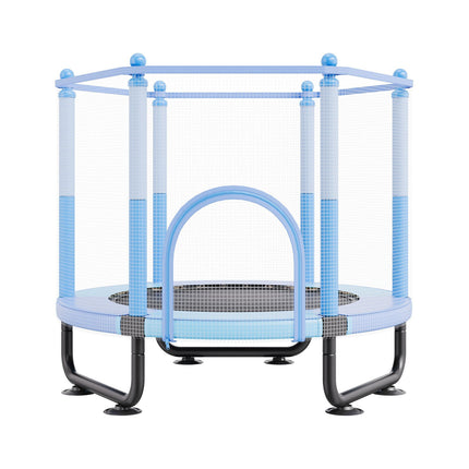 Kids Trampoline 60 in with Safety Enclosure Net, Basketball Hoop, Blue