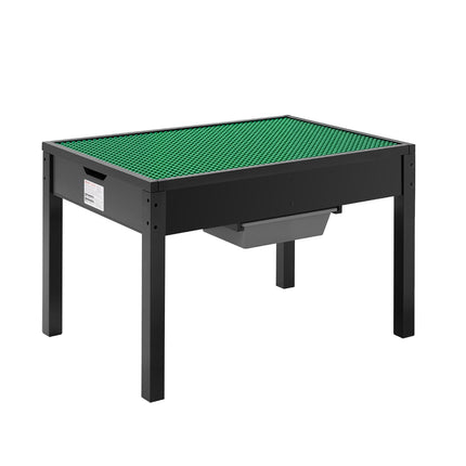 Kids Wooden Building Block Table, Reversible Top, 2 Storage Bins