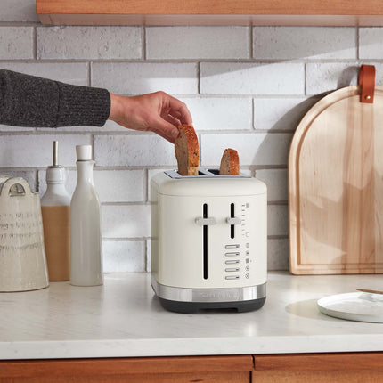 KitchenAid pilnībā metāla 2 šķēļu tosteris ar 7 iestatījumiem, porcelāns