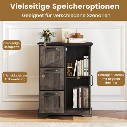 Virtuves skapis ar bīdāmām durvīm un 3 atvilktnēm, pelēks MDF