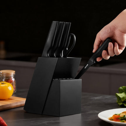 Kitchen Knife Set, 15-Piece with Block and Sharpener