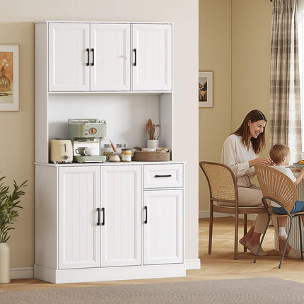 Virtuves pieliekamā skapis, 180,5 cm, regulējami plaukti, MDF, balts