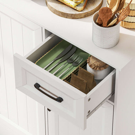 Virtuves pieliekamā skapis, 180,5 cm, regulējami plaukti, MDF, balts