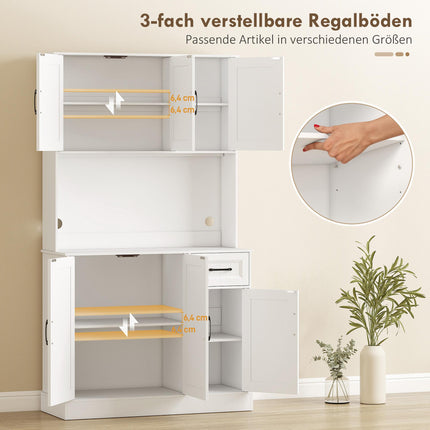 Virtuves pieliekamā skapis, 180,5 cm, regulējami plaukti, MDF, balts