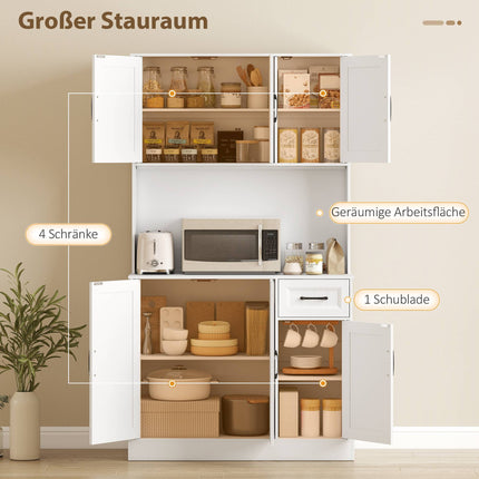 Virtuves pieliekamā skapis, 180,5 cm, regulējami plaukti, MDF, balts