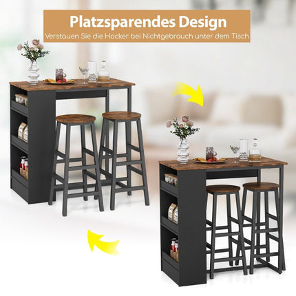 Virtuves galds ar 2 krēsliem, vietu taupošs bistro galds, letes galds, ēdamgaldu komplekts, bāra galds