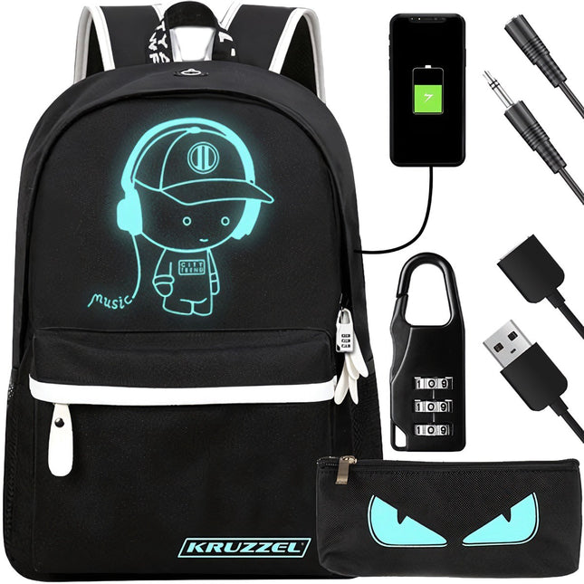 Kruzzel 19374 USB spīdoša mugursoma