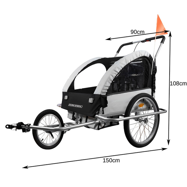 Kruzzel 25372 3in1 piekares velosipēda piekabe