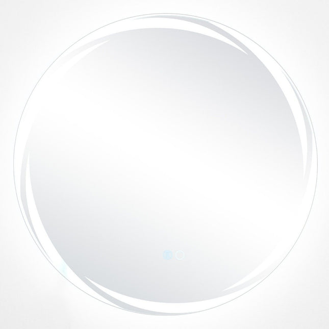 Vannas istabas spogulis ar LED pārklājumu un pretsvīšanas pārklājumu, 60 cm apaļš, divkāršs apgaismojums