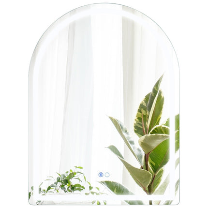 Vannas istabas spogulis ar LED apdari un pretsvīšanas pārklājumu, 60x80 cm, divkāršs apgaismojums