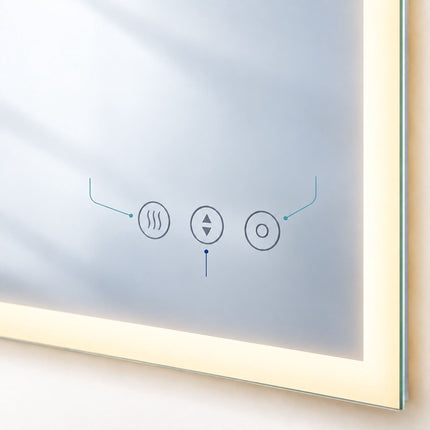 LED Bathroom Mirror with Shaver Socket and Anti-Fog, Touch Control, IP44