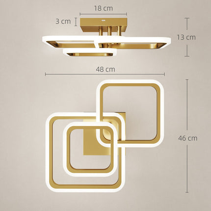 LED griestu lampa 40W, 4300LM, 3 krāsu, zelta, 48x46x13 cm