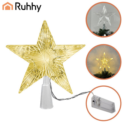 LED Christmas Tree Star, Warm White, Battery-Powered