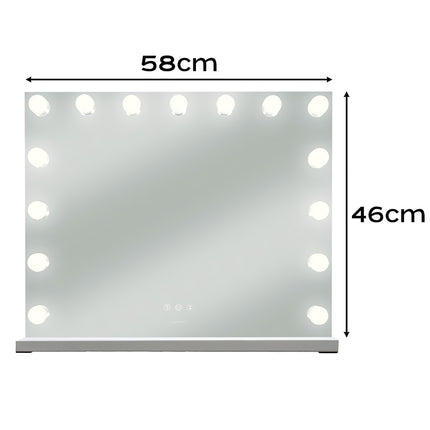 LED kosmētikas spogulis 58x46cm, skārienvadība, 3 gaismas režīmi