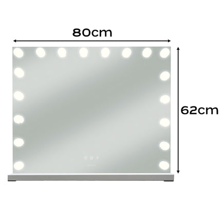LED kosmētikas spogulis 80x62cm, regulējams apgaismojums, skārienvadība