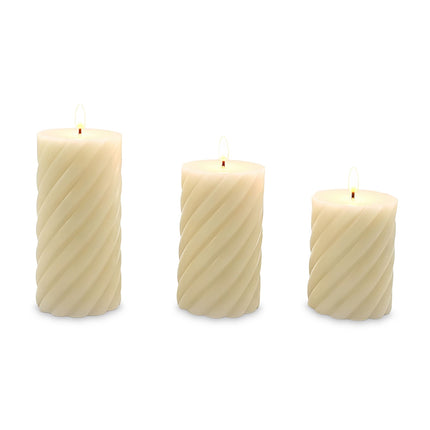 LED bezliesmas īsta vaska sveču komplekts, 3 izmēri