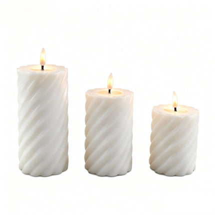 LED bezliesmas īsta vaska sveču komplekts - 3 izmēri