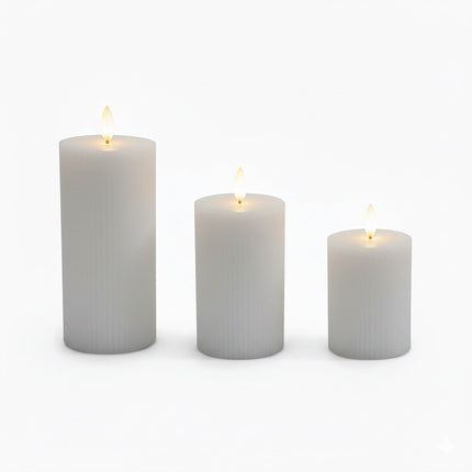 LED bezliesmas īsta vaska sveces, 3 gab. komplekts