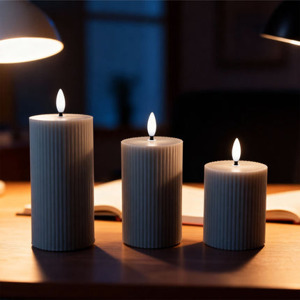 LED bezliesmas īsta vaska sveces, 3 gab. komplekts