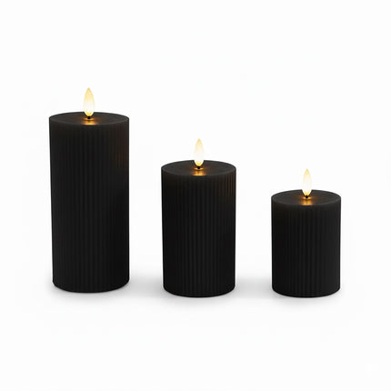 LED bezliesmas īsta vaska sveces, 3 gab. komplekts