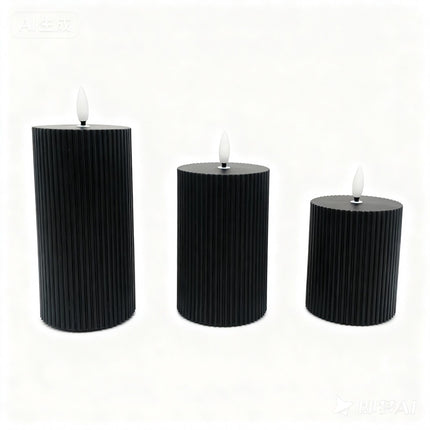 LED bezliesmas īsta vaska sveces, 3 gab. komplekts