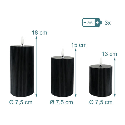 LED bezliesmas īsta vaska sveces, 3 gab. komplekts