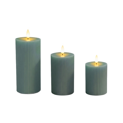 LED bezliesmas īsta vaska sveces, 3 gab. komplekts