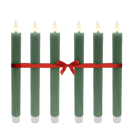 LED bezliesmas konusveida sveces, īsta vaska, 6 gab. komplekts