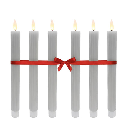 LED bezliesmas konusveida sveces, īsta vaska, 6 gab. komplekts