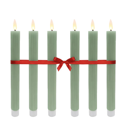 LED bezliesmas konusveida sveces, īsta vaska, 6 gab. komplekts