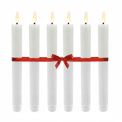 LED bezliesmas konusveida sveces, īsts vasks, 6 gab. komplekts