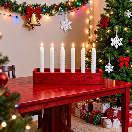LED bezliesmas konusveida sveces, īsts vasks, 6 gab. komplekts