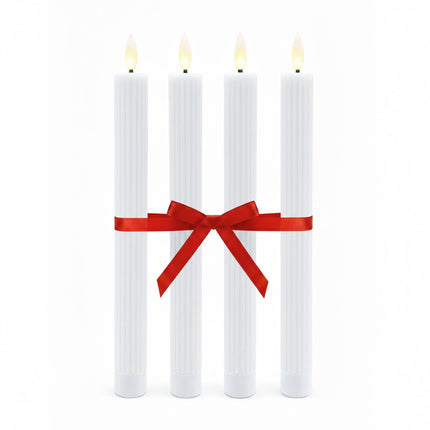 LED bezliesmas vaska konusveida sveces, 4 gab. komplekts ar taimeri