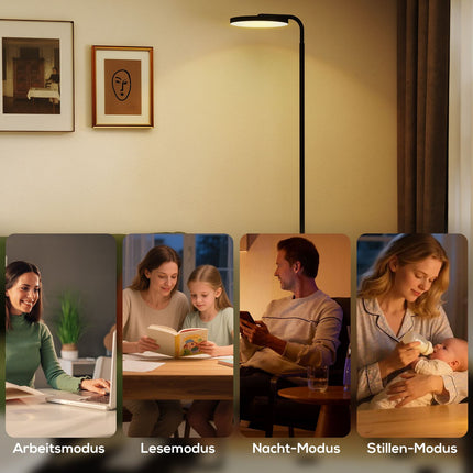 LED grīdas lampa, regulējama, ar tālvadības pulti, melna