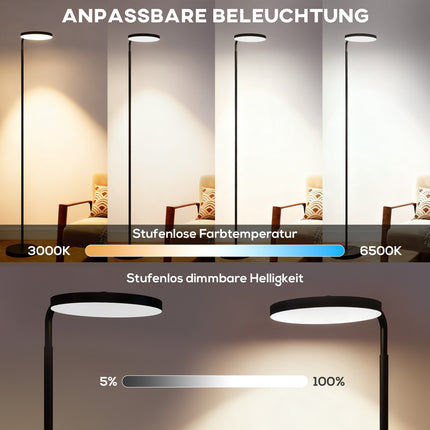 LED grīdas lampa, regulējama, ar tālvadības pulti, melna