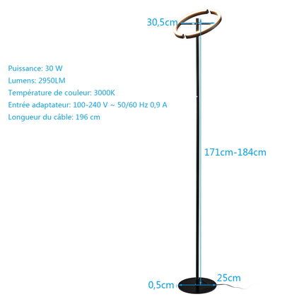 LED stāvlampa, regulējama gaisma, skārienvadība, melna metāla