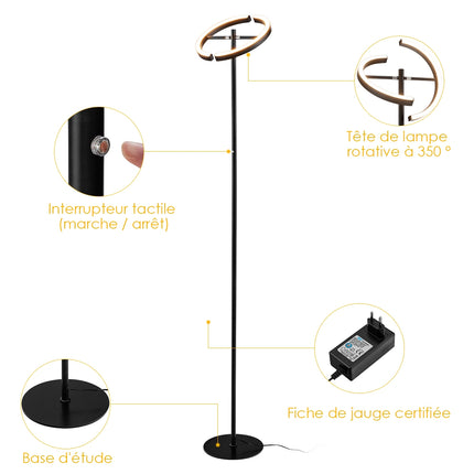 LED stāvlampa, regulējama gaisma, skārienvadība, melna metāla